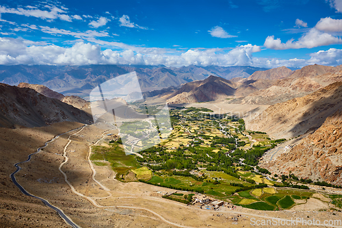 Image of View of Indus valley in Himalayas. Ladakh, India