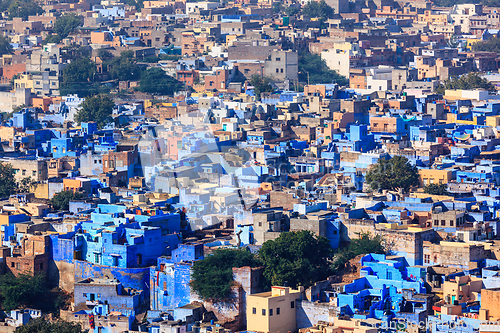 Image of Aerial view of Jodhpur Blue City. Jodphur, Rajasthan, India