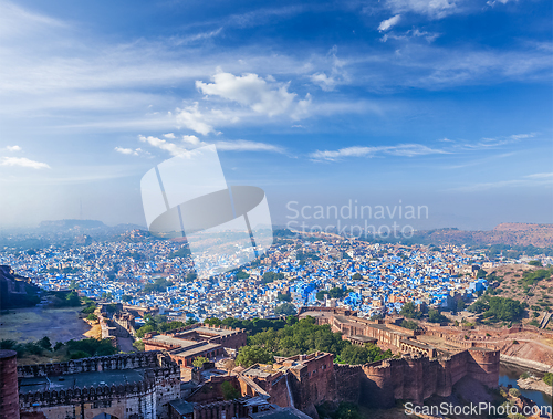 Image of Aerial panorama of Jodhpur - the blue city, India