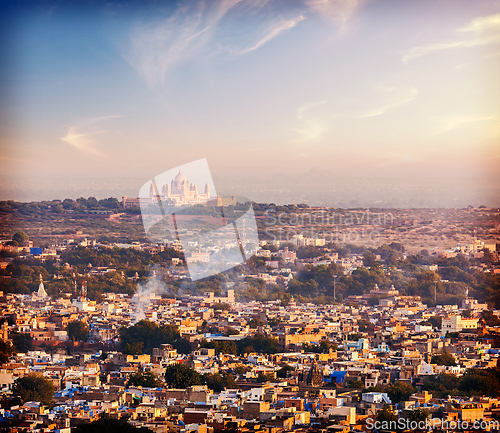 Image of Aerial view of Jodhpur - the blue city. Rajasthan, India