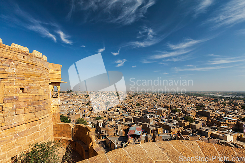 Image of View of Jaisalmer city from Jaisalmer fort, Rajasthan, India