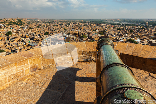 Image of View of Jaisalmer city from Jaisalmer fort, Rajasthan, India