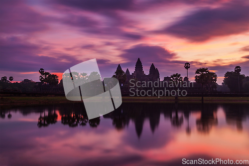 Image of Angkor Wat - famous Cambodian landmark - on sunrise