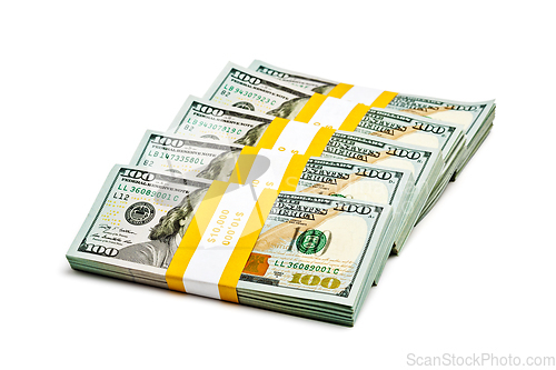 Image of Bundles of 100 US dollars 2013 banknotes bills