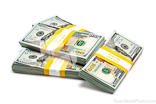 Image of Bundles of 100 US dollars 2013 banknotes bills