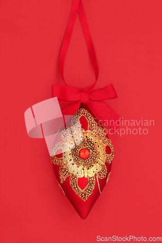 Image of Luxury Christmas Tree Red and Gold Bauble Decoration