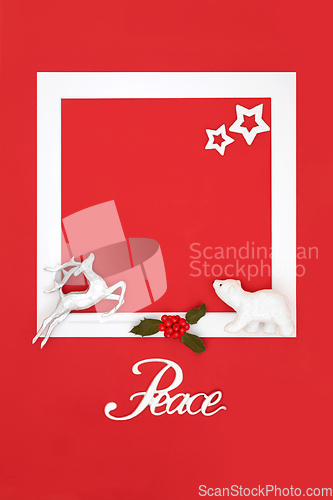 Image of Christmas Peace Sign Background with North Pole Symbols