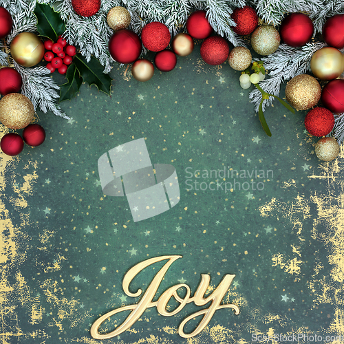 Image of Christmas Joy Festive Decorative Background Border
