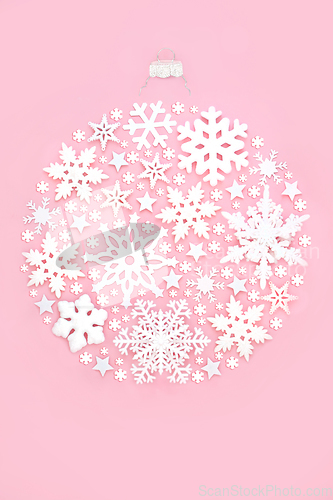 Image of Christmas Tree Snowflake Round Bauble Decoration  