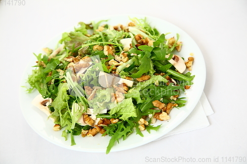 Image of Salad with nuts, mushrooms and herbs