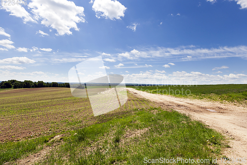 Image of road sand field landscape