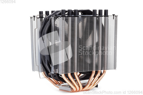 Image of CPU Cooler with heat-pipes on white