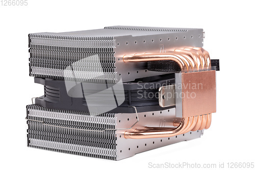 Image of CPU Cooler with heat-pipes on white