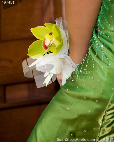 Image of Woman holding flowers