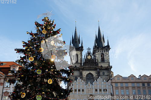 Image of Christmas tree on Old Town Square in Prague