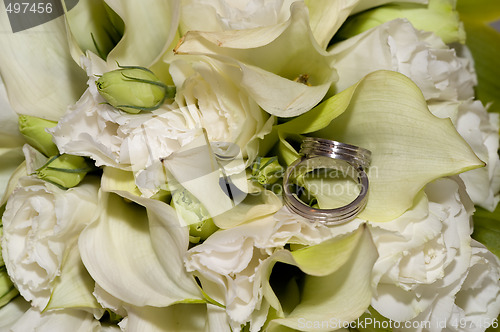 Image of Wedding rings in flowers