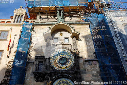 Image of repairing Prague astronomical clock 2017