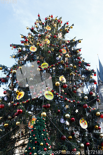 Image of Christmas tree on Old Town Square in Prague