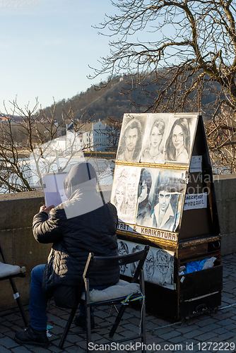 Image of Charles Bridge with crowd of tourist