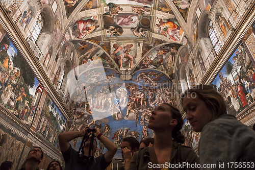 Image of interiors and details of the Sistine Chapel, Vatican city