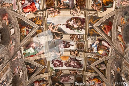 Image of interiors and details of the Sistine Chapel, Vatican city