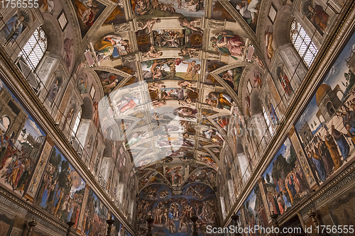 Image of interiors and details of the Sistine Chapel, Vatican city