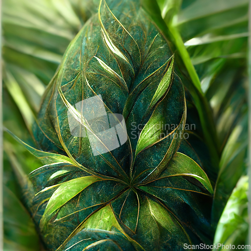 Image of Nature view of green tropical plants leaves  background. 