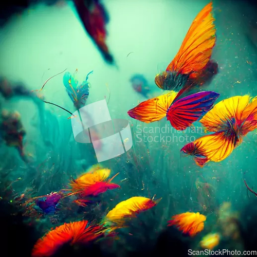 Image of Underwater background with various sea views. Underwater scene. 