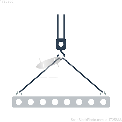 Image of Icon Of Slab Hanged On Crane Hook By Rope Slings