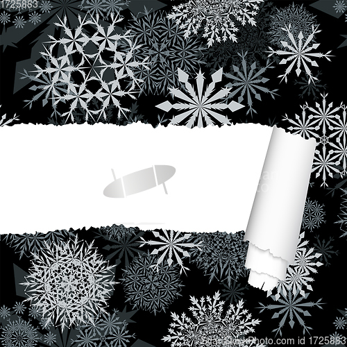 Image of Snowflakes Pattern With Torn  Stripe