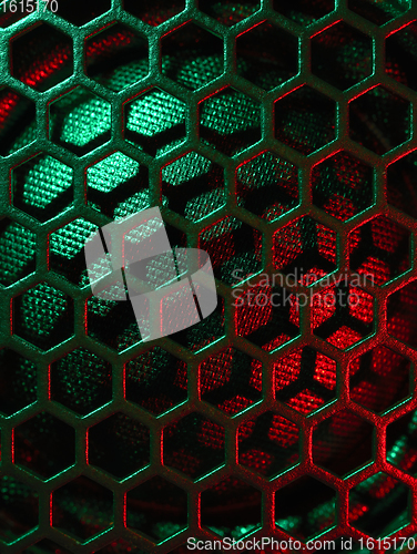 Image of illuminated loudspeaker grid