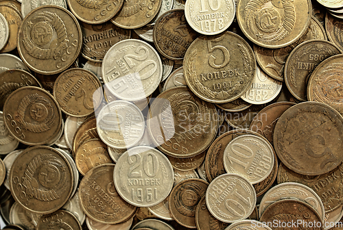 Image of Soviet coins background