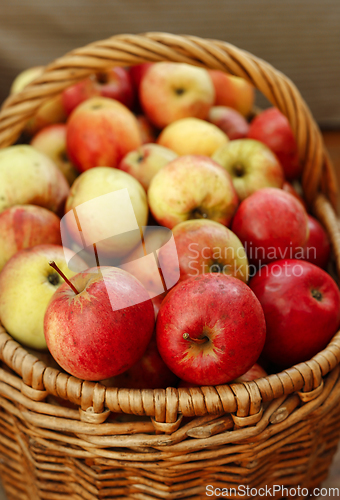 Image of Bright tasty ripe apples in a basket