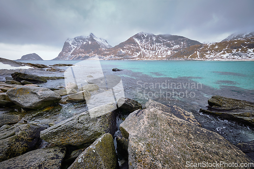 Image of Rocky coast of fjord in Norway