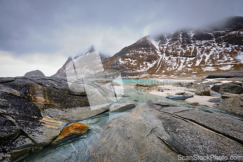 Image of Rocky coast of fjord in Norway