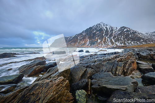 Image of Rocky coast of fjord in Norway