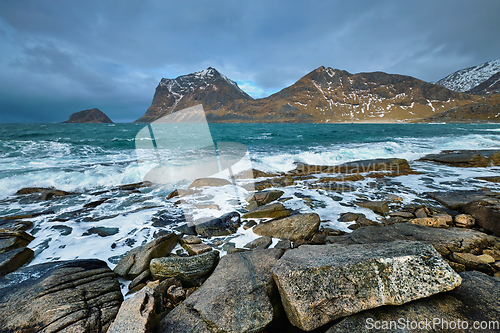 Image of Rocky coast of fjord in Norway