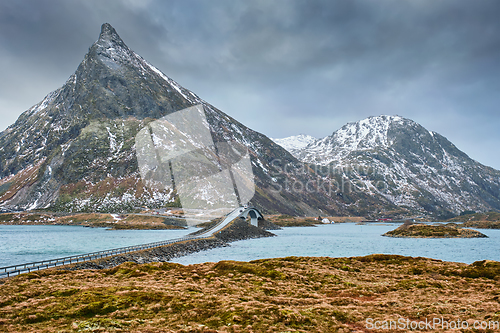 Image of Fredvang Bridges. Lofoten islands, Norway