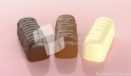 Image of Dark, milk and white chocolate pralines