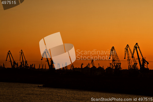 Image of Sunset in a harbour