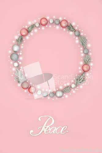 Image of Peace Sign and Fantasy Christmas Wreath