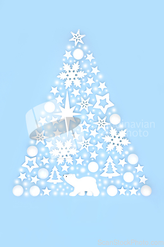 Image of Magical Christmas Tree Shape with Bauble Decorations