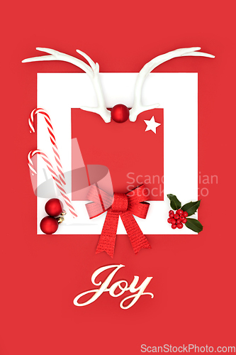 Image of Christmas Background Joy Sign with Traditional Symbols