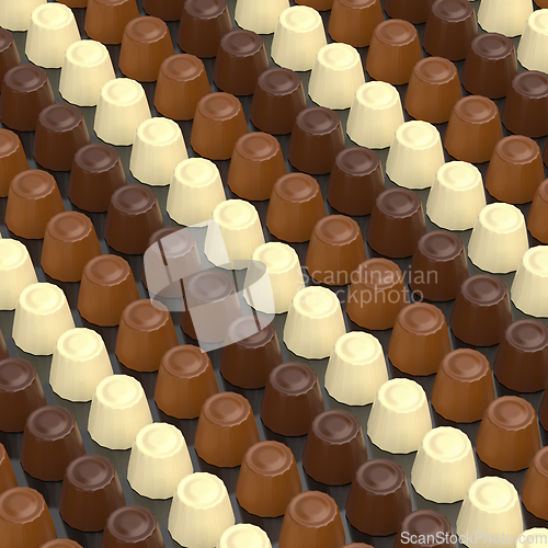 Image of Dark, white and milk chocolate pralines