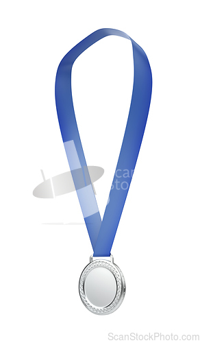 Image of Silver medal with blue ribbon