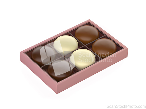 Image of Box with chocolate coated marshmallows