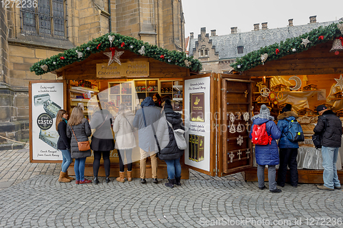 Image of Christmas market at st. Vitus cathedral Square in Prague