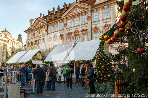 Image of Christmas advent market at Old Town Square, Prague