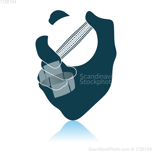 Image of Hand Holding Cricket Ball Icon