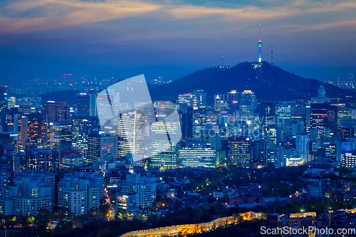 Image of Seoul skyline in the night, South Korea.